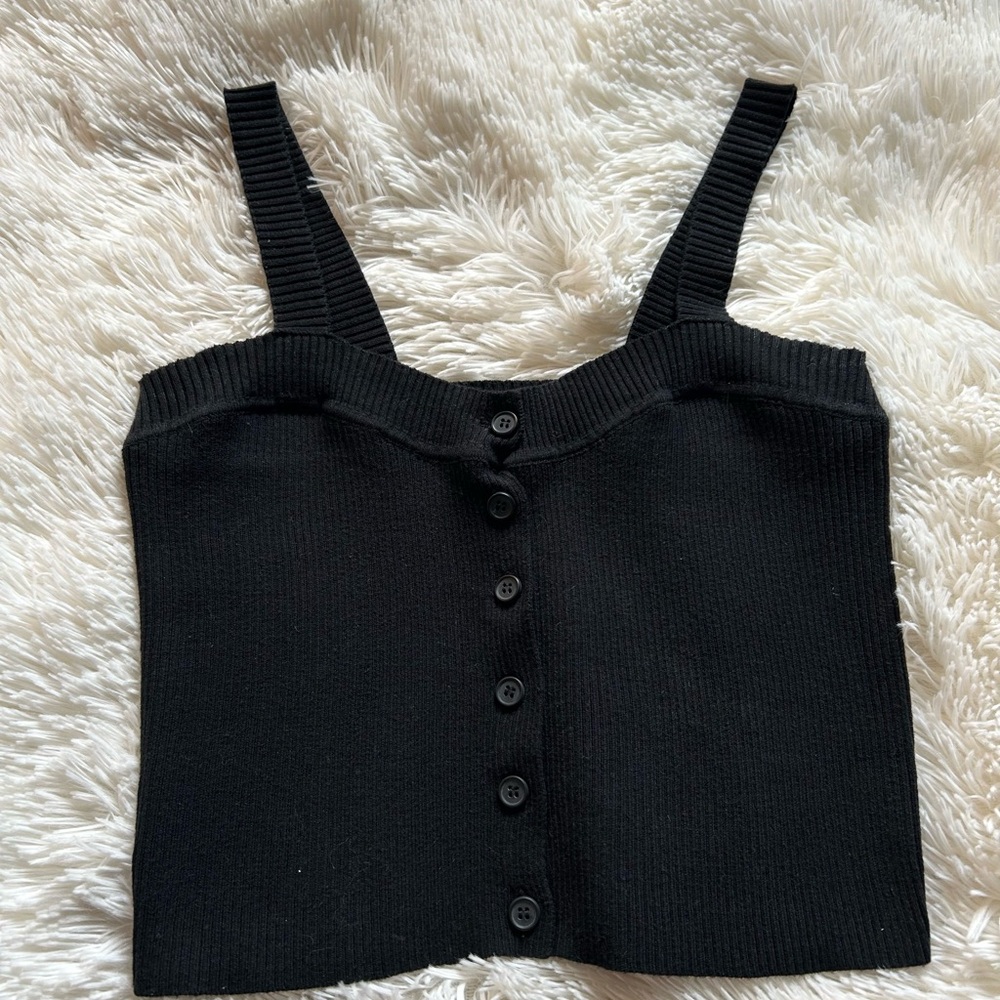 Black Sweater Button-Up Brandy Melville Tank Top